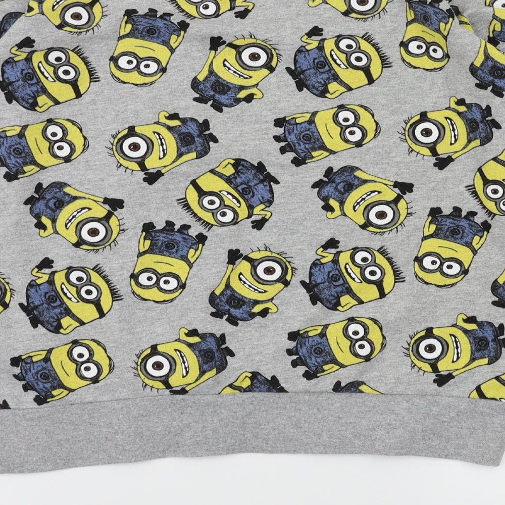 Minion Girls Grey Animal Print  Pullover Jumper Size S
