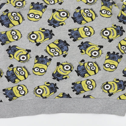 Minion Girls Grey Animal Print  Pullover Jumper Size S