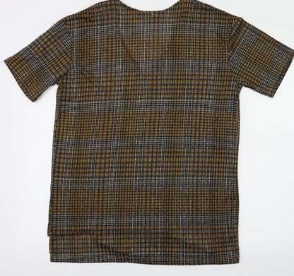 Womens UK Size S Zara Brown Basic T-Shirt