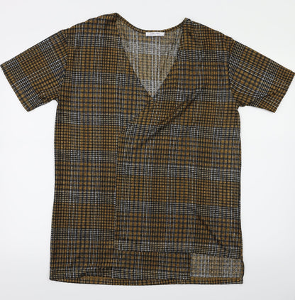 Womens UK Size S Zara Brown Basic T-Shirt