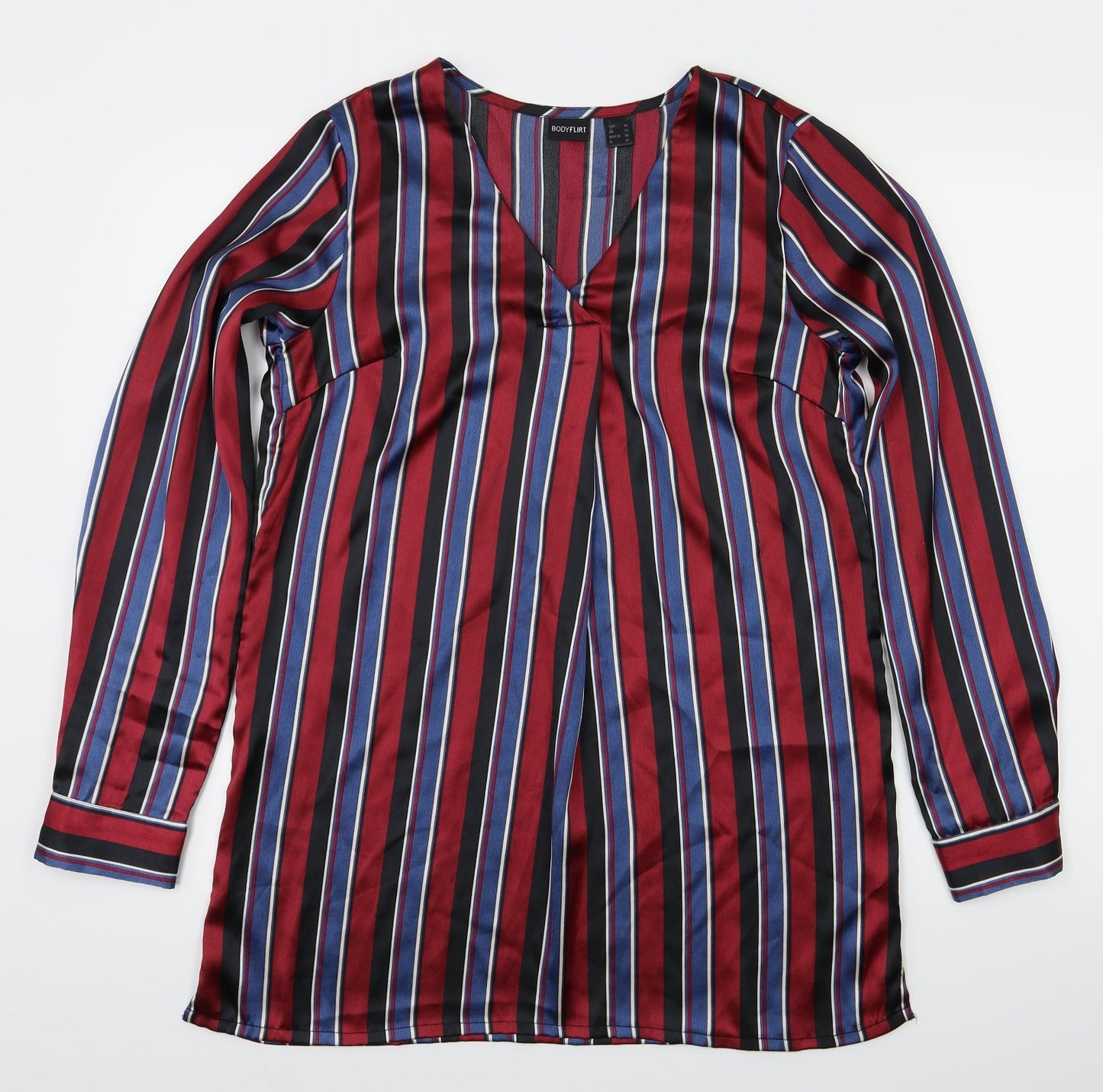 Body Flirt Womens Red Striped  Basic Blouse Size 10