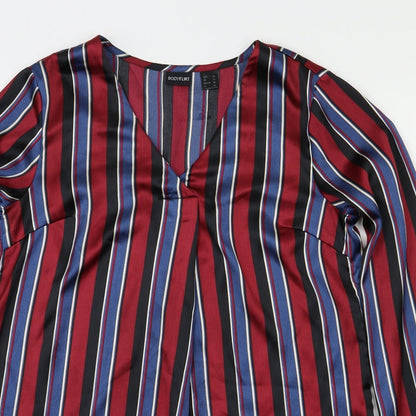 Body Flirt Womens Red Striped  Basic Blouse Size 10
