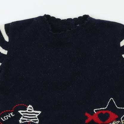 weekend Girls Blue Animal Print  Fit & Flare  Size 6-9 Months