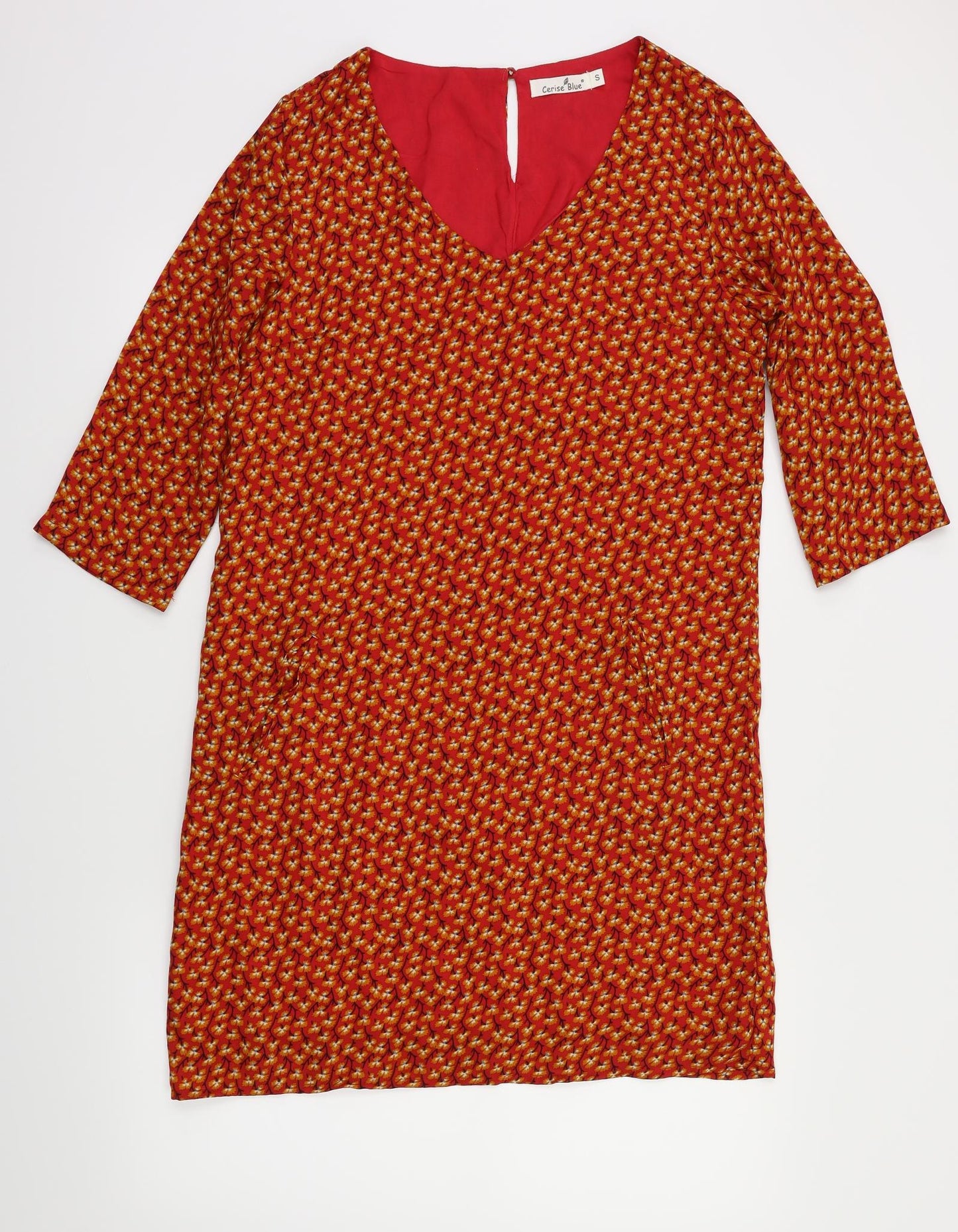 cerise Blue Womens Orange Floral  Fit & Flare  Size S