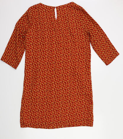 cerise Blue Womens Orange Floral  Fit & Flare  Size S