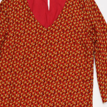 cerise Blue Womens Orange Floral  Fit & Flare  Size S