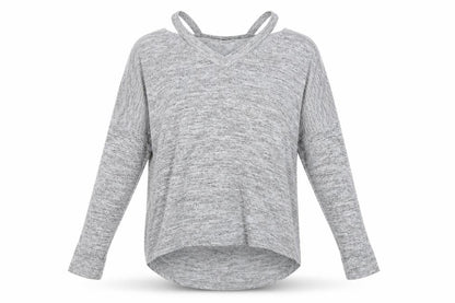 New Look Womens Grey  Knit Pullover Jumper Size S  - Open Shoulders