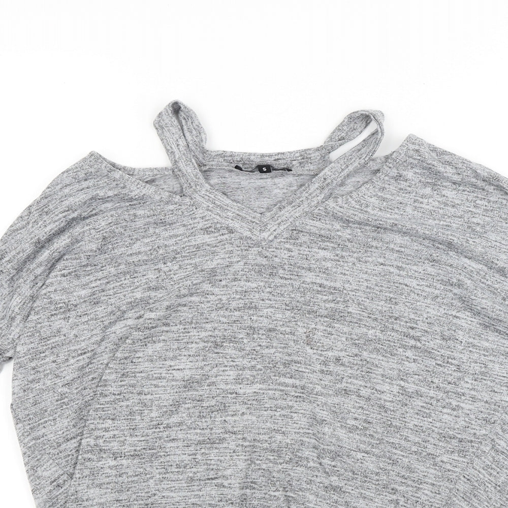 New Look Womens Grey  Knit Pullover Jumper Size S  - Open Shoulders