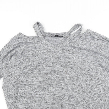 New Look Womens Grey  Knit Pullover Jumper Size S  - Open Shoulders