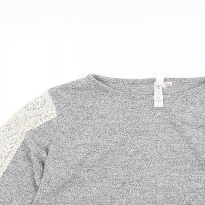 Flora Nikrooz Womens Grey  Jersey Pullover Sweatshirt Size M