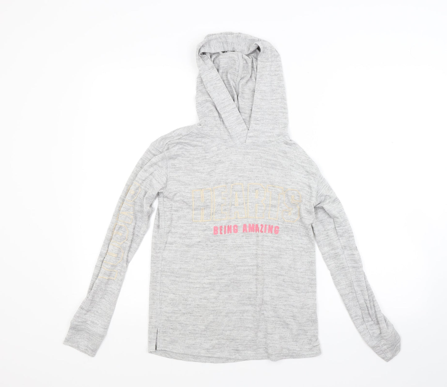 H&M Girls Grey  Knit Pullover Hoodie Size 11 Years
