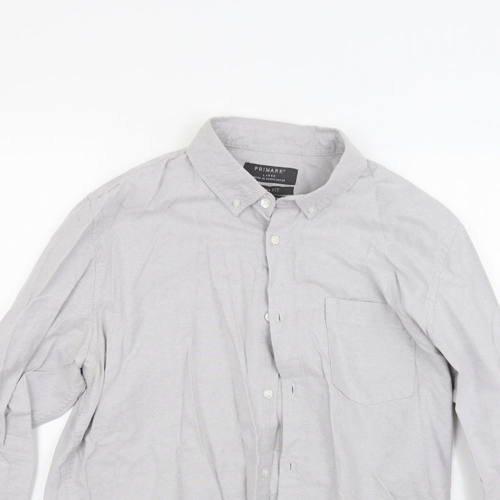Primark Mens Grey    Button-Up Size L