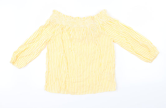 Primark Womens Yellow Striped  Basic Blouse Size 8  - Bow detail