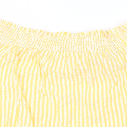 Primark Womens Yellow Striped  Basic Blouse Size 8  - Bow detail