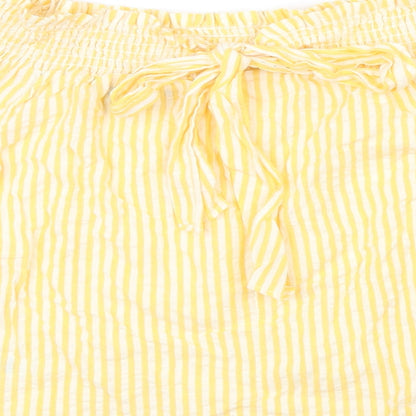 Primark Womens Yellow Striped  Basic Blouse Size 8  - Bow detail