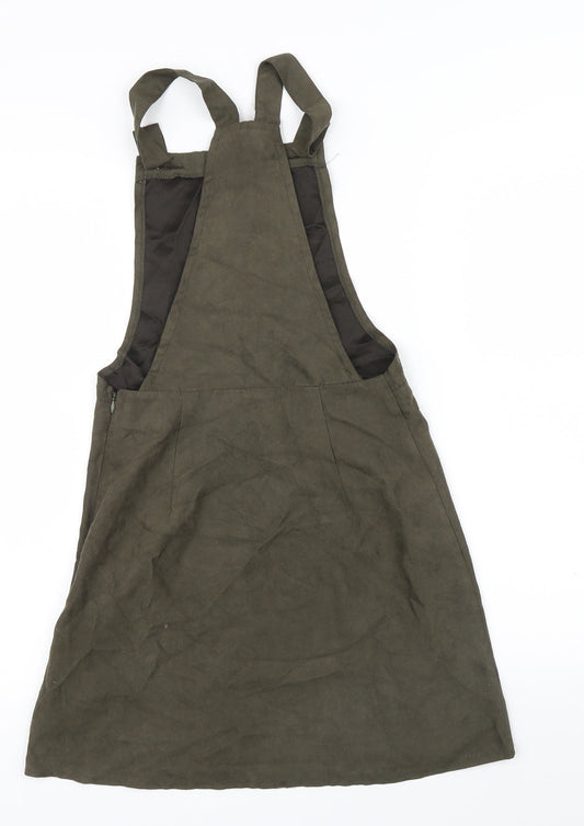 Primark Womens Green Houndstooth  A-Line  Size 6  - Dungaree dress