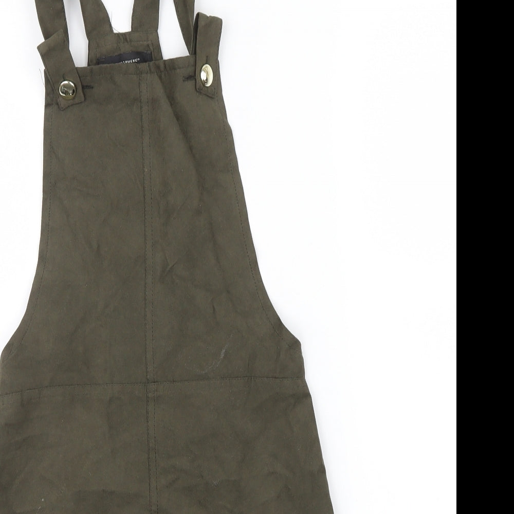 Primark Womens Green Houndstooth  A-Line  Size 6  - Dungaree dress