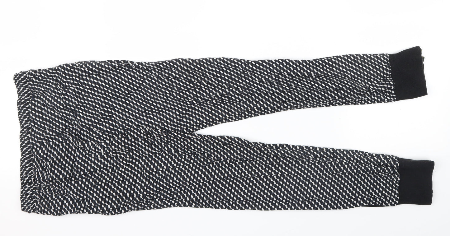 Be Beau Womens Black Geometric  Trousers  Size 10 L29 in - zips on legs