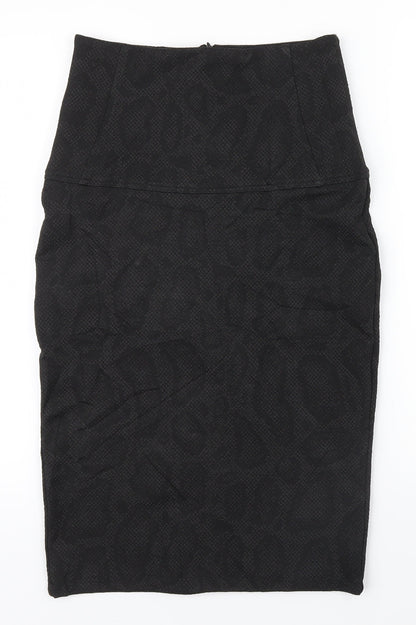 Preworn Womens Black Geometric  A-Line Skirt Size M