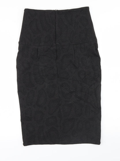 Preworn Womens Black Geometric  A-Line Skirt Size M