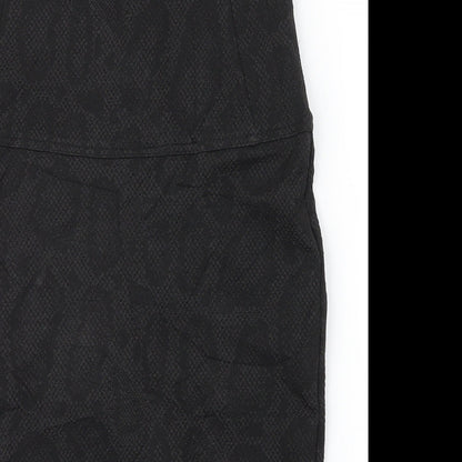 Preworn Womens Black Geometric  A-Line Skirt Size M