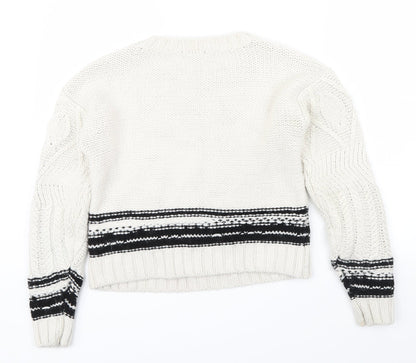 New Look Womens Silver Striped  Pullover Jumper Size S