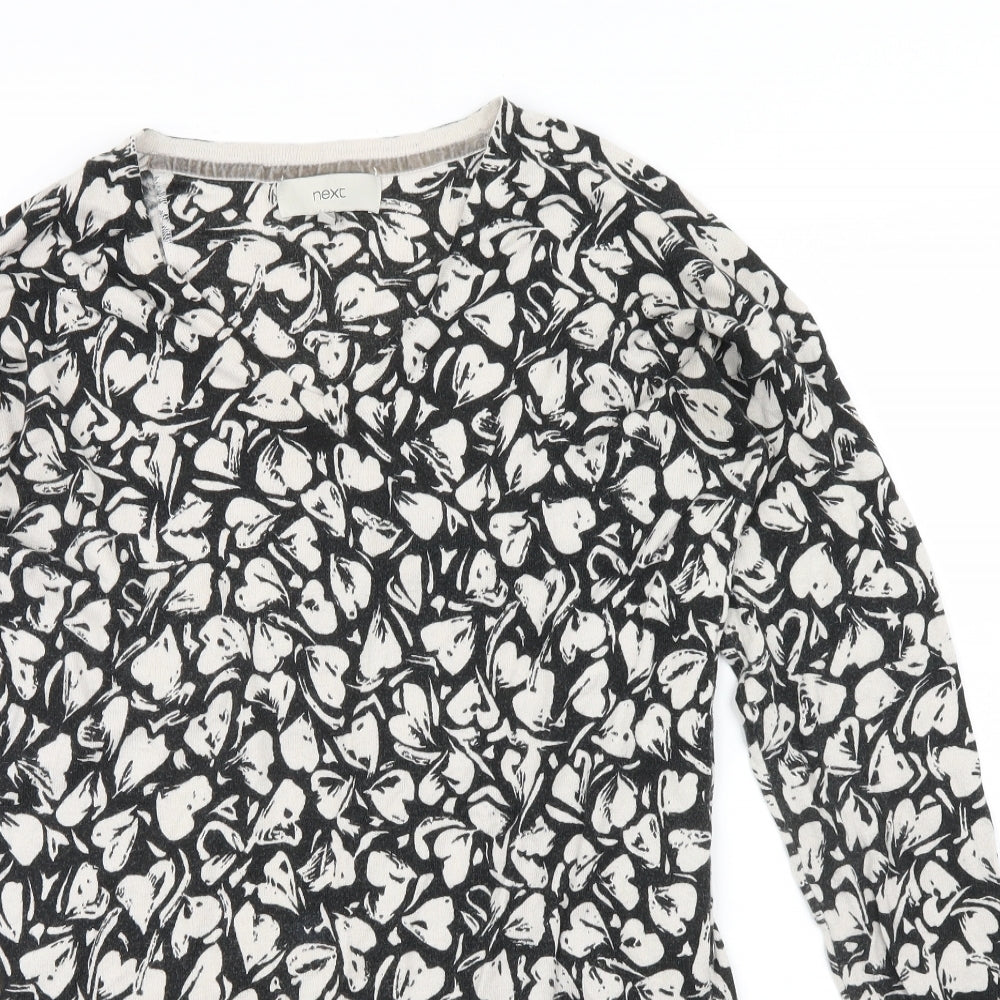 NEXT Womens Black Geometric  Pullover Jumper Size 10