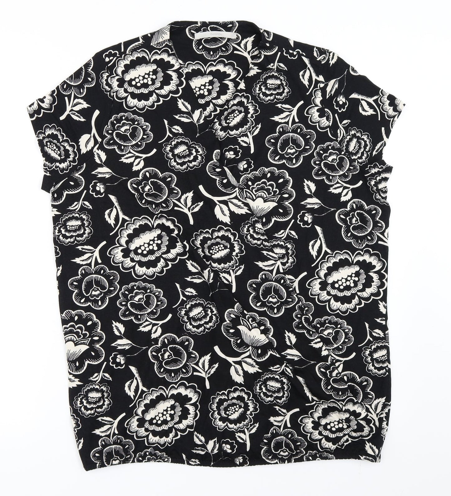 George Womens Black Floral  Basic T-Shirt Size 16