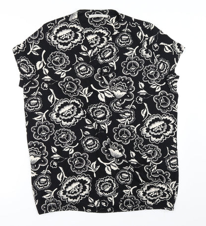George Womens Black Floral  Basic T-Shirt Size 16