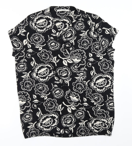 George Womens Black Floral  Basic T-Shirt Size 16