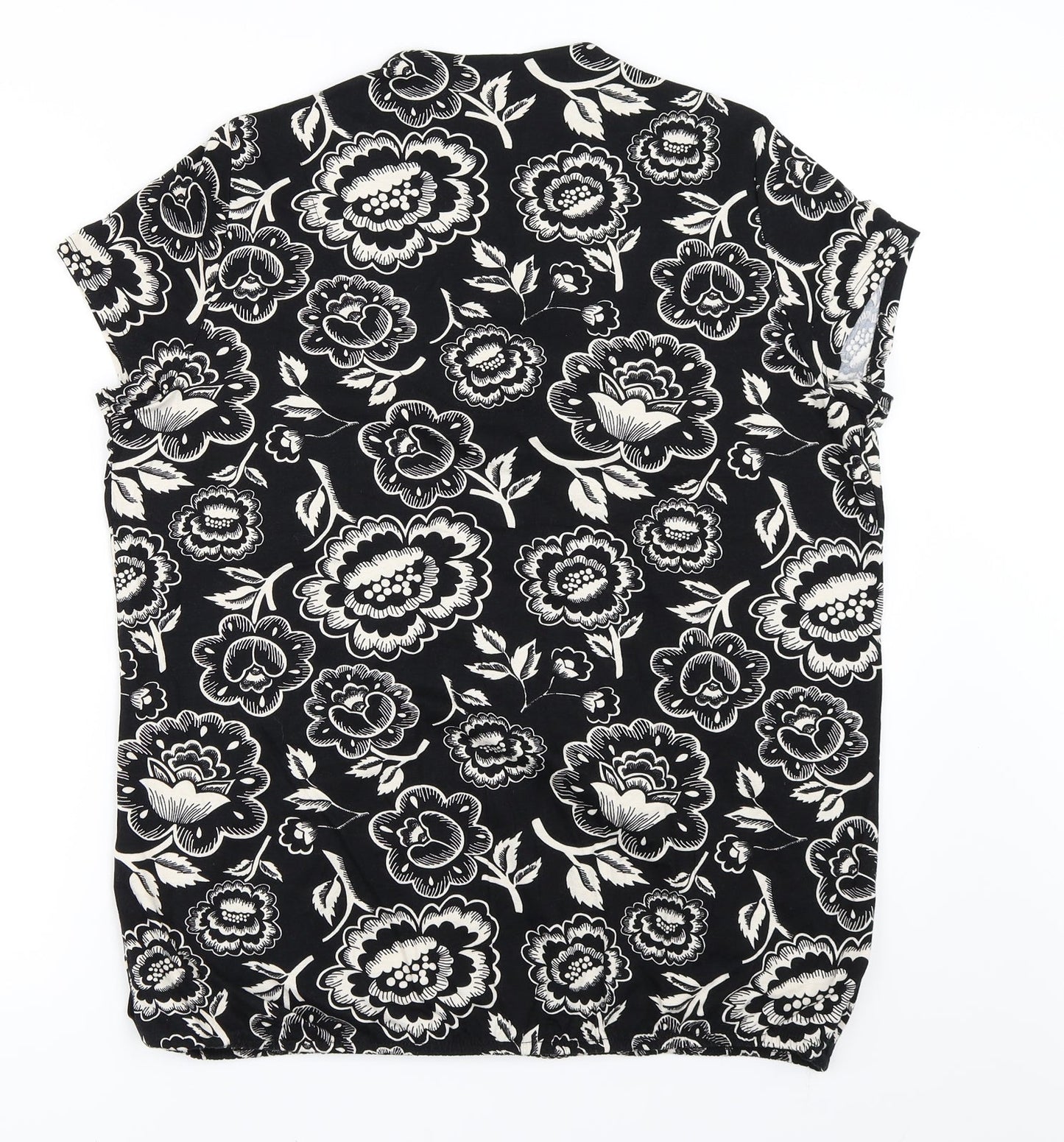 George Womens Black Floral  Basic T-Shirt Size 16