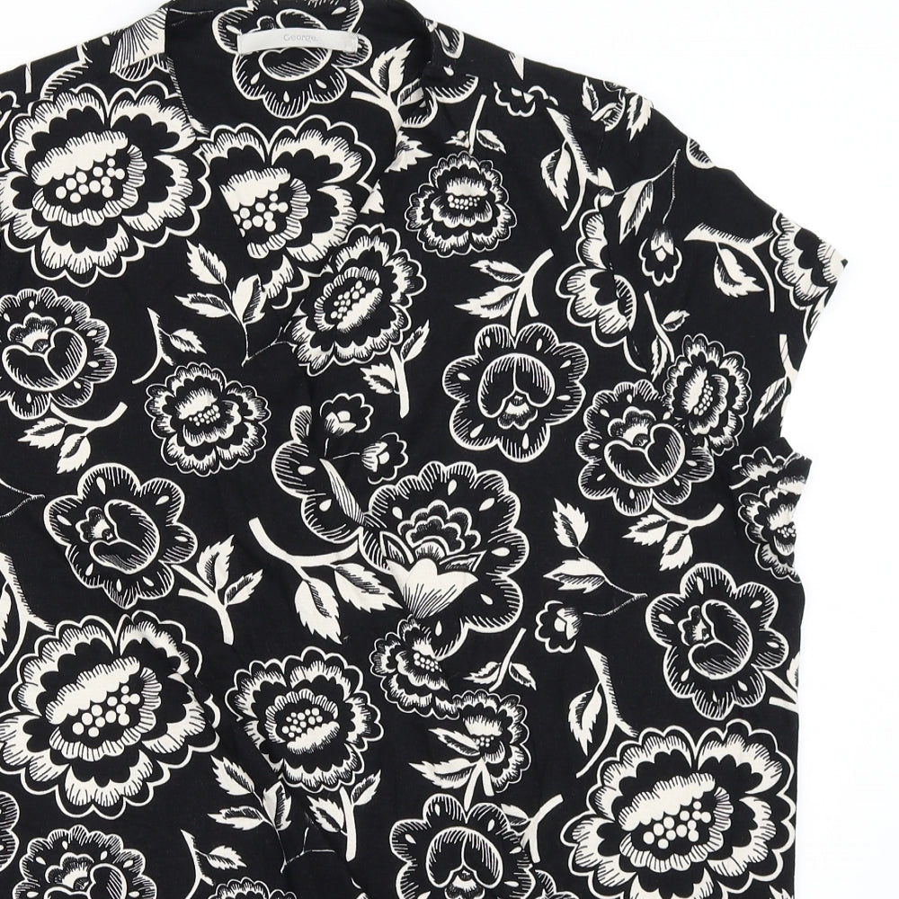 George Womens Black Floral  Basic T-Shirt Size 16