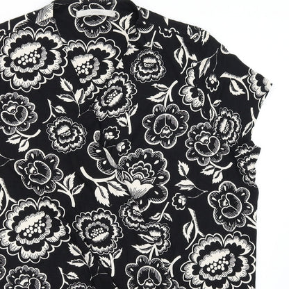 George Womens Black Floral  Basic T-Shirt Size 16