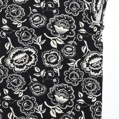 George Womens Black Floral  Basic T-Shirt Size 16