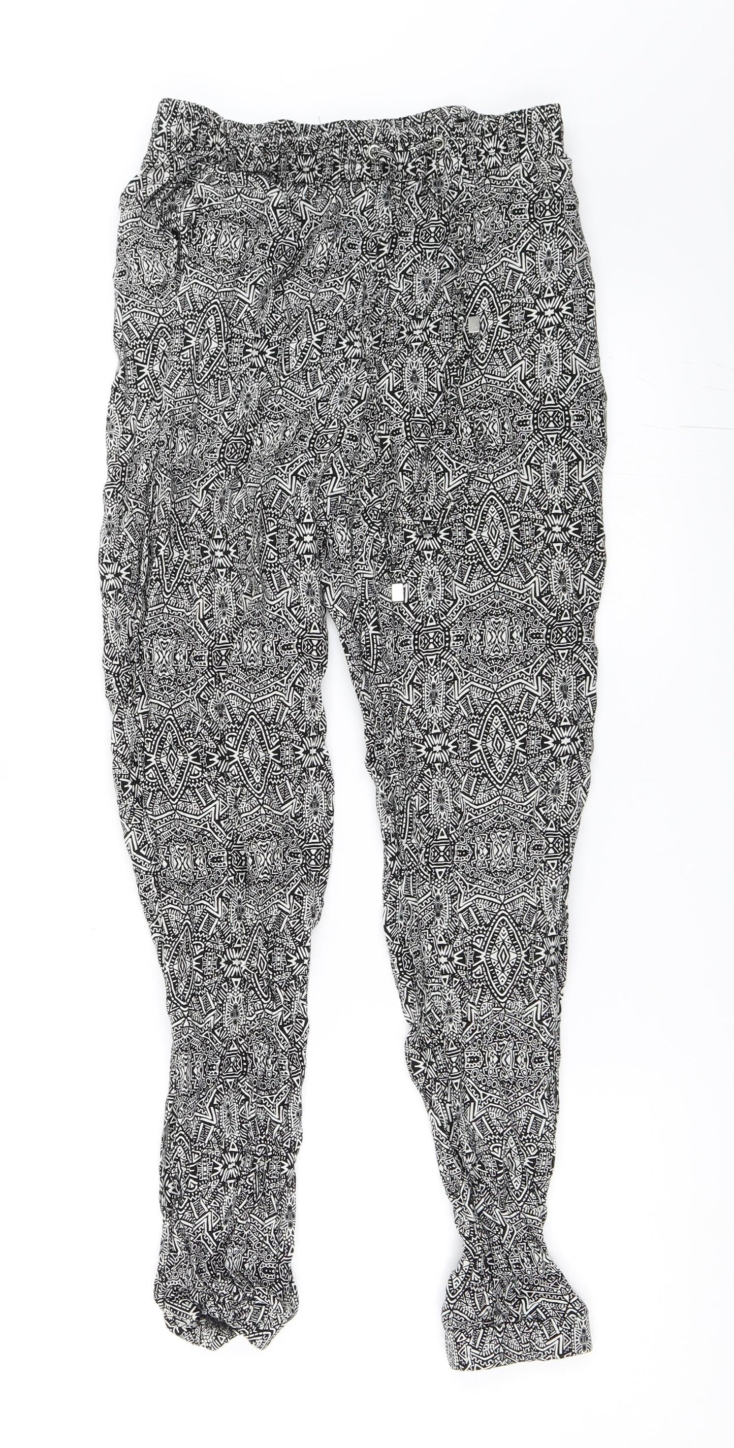 New Look Womens Black Geometric  Jogger Trousers Size 8 L27 in