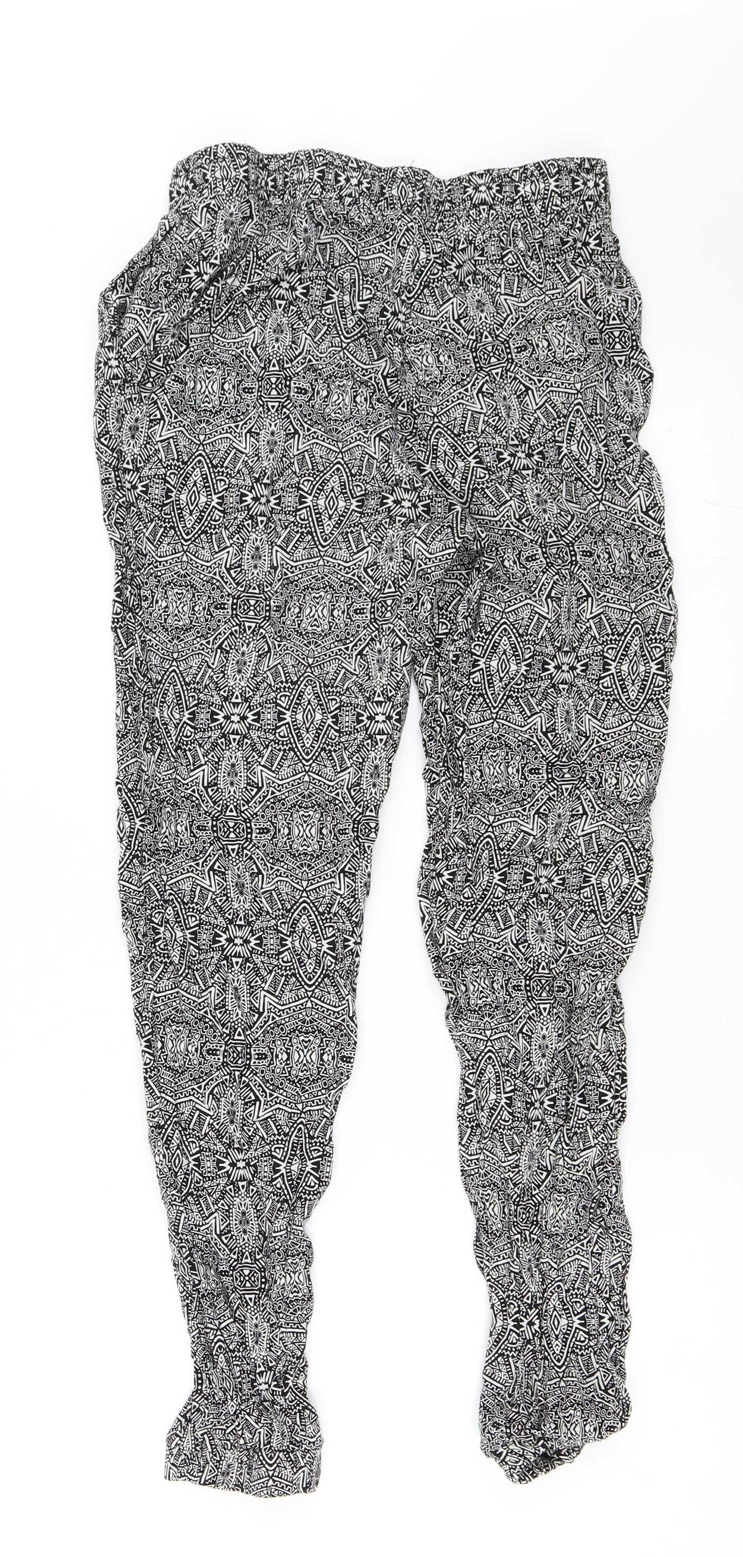 New Look Womens Black Geometric  Jogger Trousers Size 8 L27 in