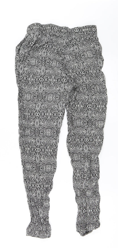 New Look Womens Black Geometric  Jogger Trousers Size 8 L27 in