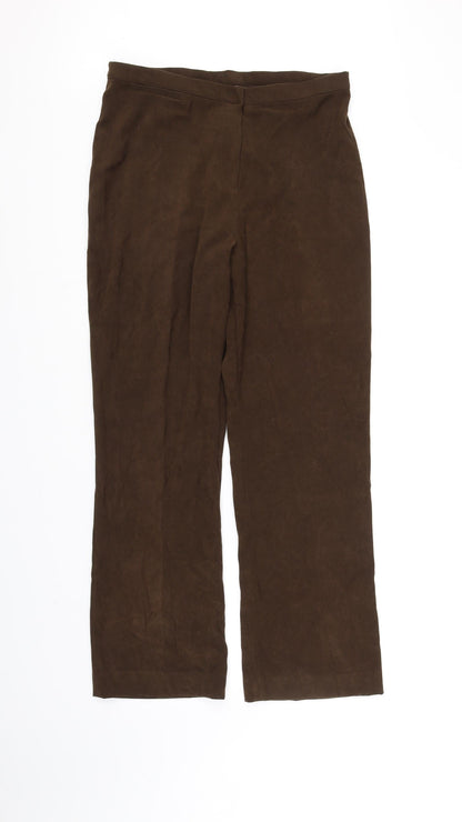 Womens UK Size 14 Preworn Regular Fit  Brown Trousers