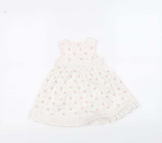 Mothercare  White Floral  Fit & Flare  Size 6-9 Months