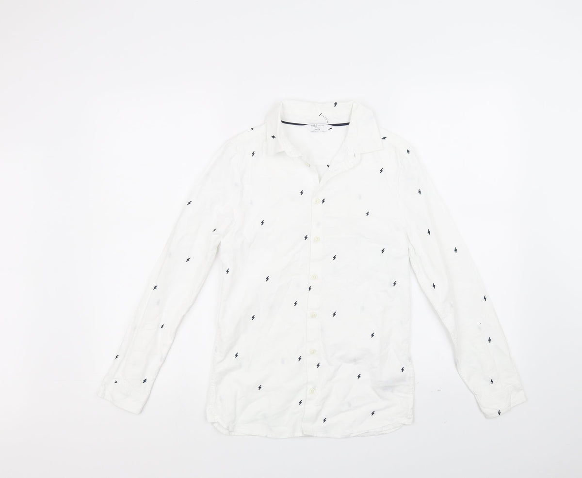 Marks & Spencer Girls White   Basic Button-Up Size 11-12 Years