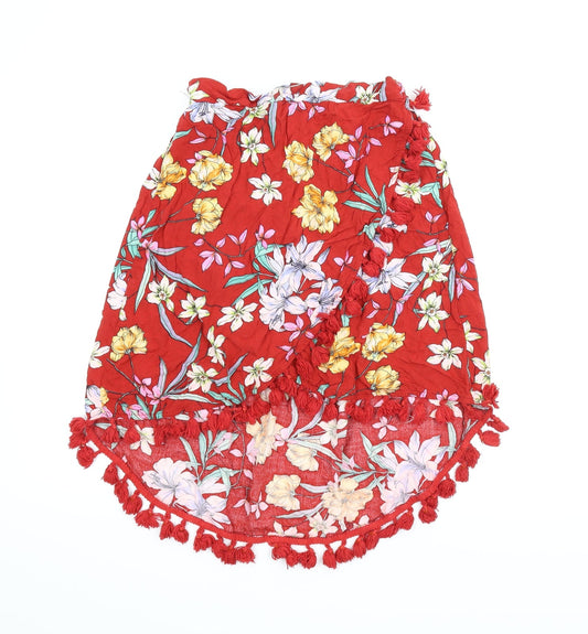 Ambar Womens Red Floral  Wrap Skirt Size XL