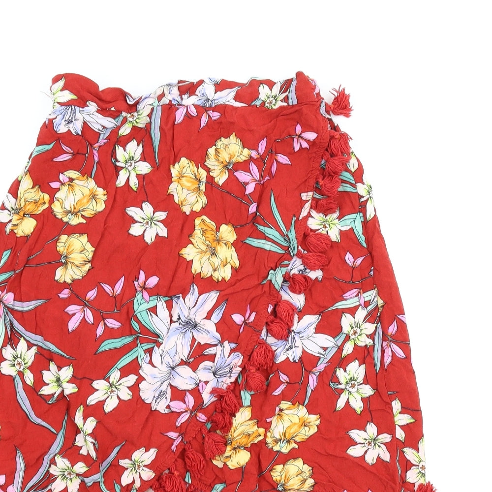 Ambar Womens Red Floral  Wrap Skirt Size XL