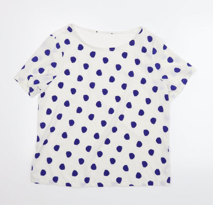 M&S Womens White Polka Dot  Basic Blouse Size M
