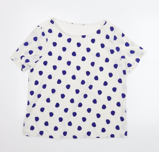 M&S Womens White Polka Dot  Basic Blouse Size M