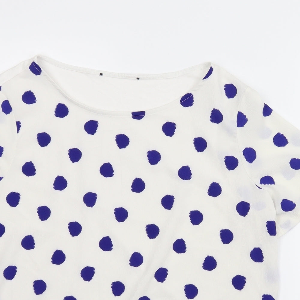 M&S Womens White Polka Dot  Basic Blouse Size M
