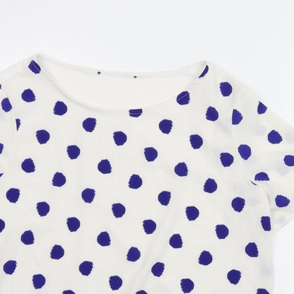 M&S Womens White Polka Dot  Basic Blouse Size M