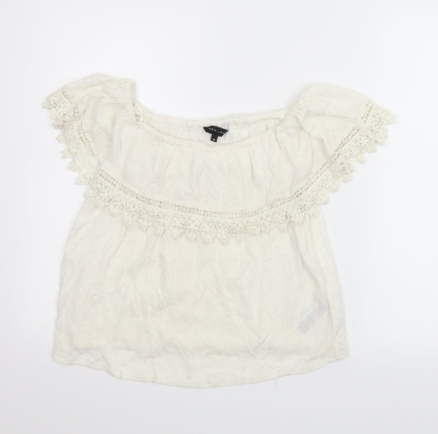Womens UK Size 12 New Look White Basic Blouse