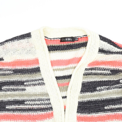 Club L Womens White Striped  Cardigan Jumper Size 12