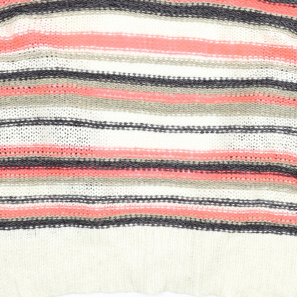 Club L Womens White Striped  Cardigan Jumper Size 12