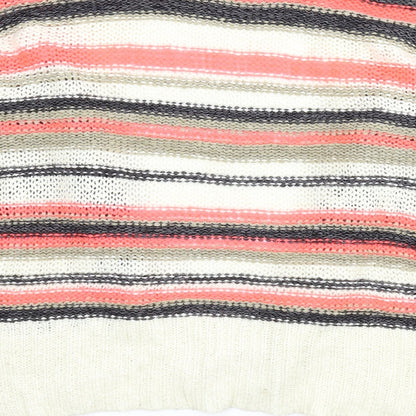 Club L Womens White Striped  Cardigan Jumper Size 12